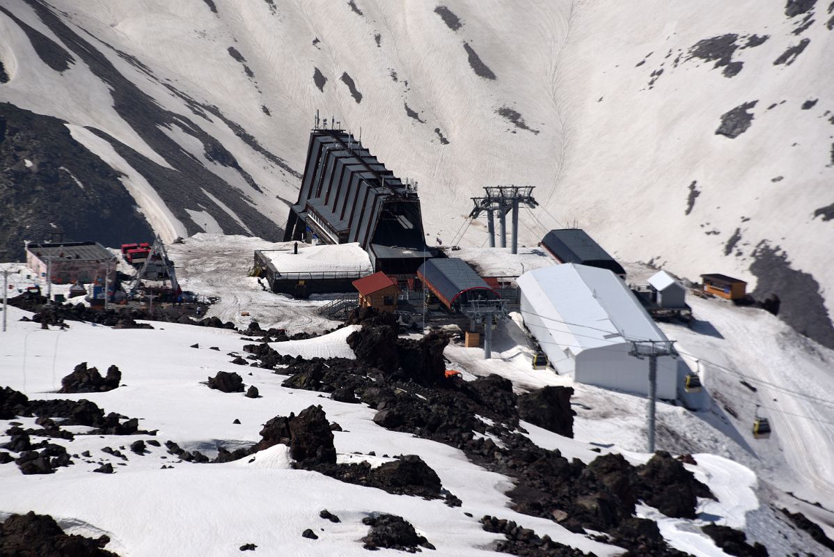 06C Looking Back At Mir Cable Car Station 3500m From Garabashi 3730m To Start The Mount Elbrus Climb